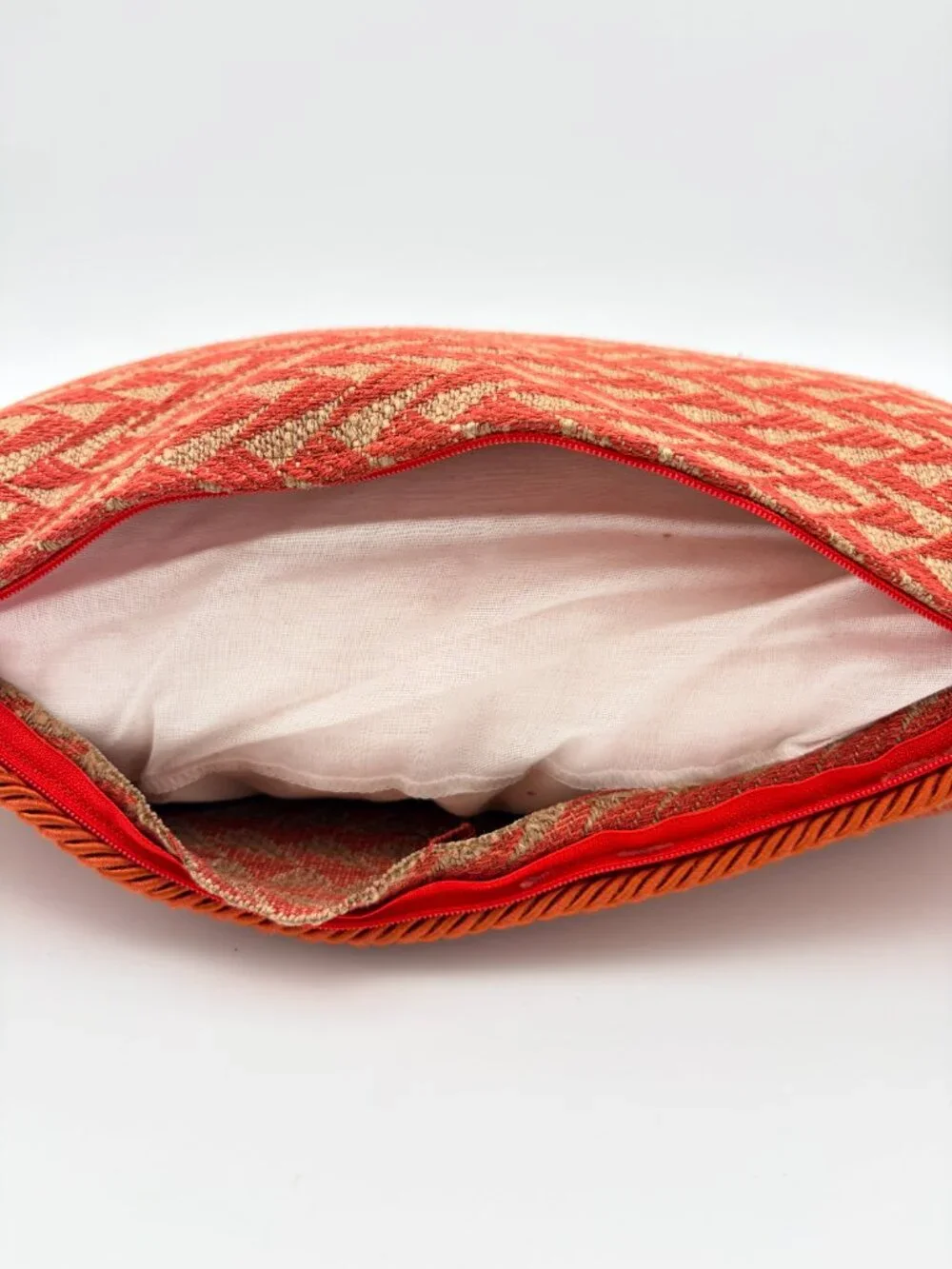 Burnt Orange Chevron Lumbar Pillow with Insert 16x9